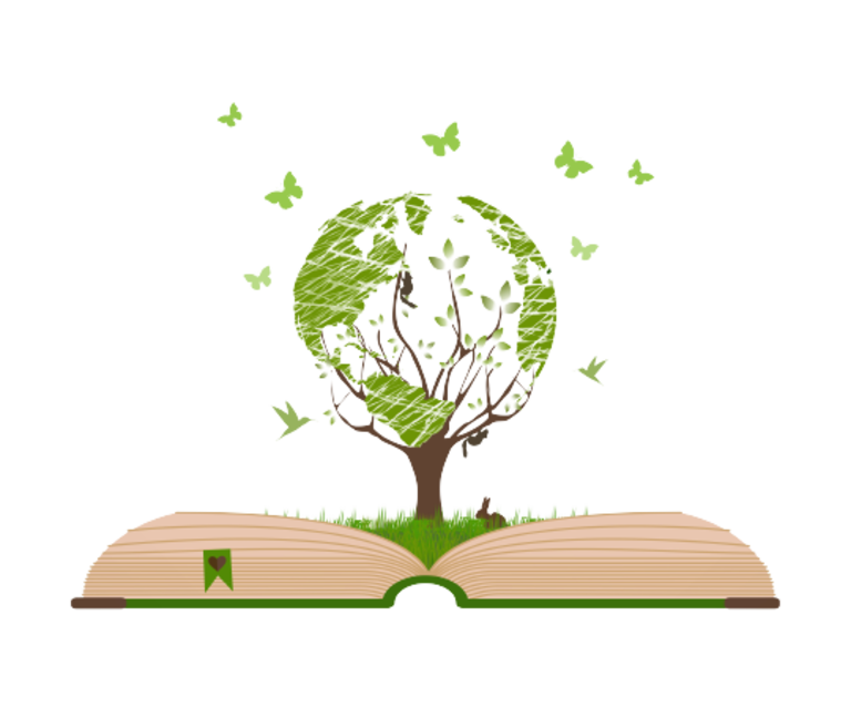 Logo éco-conception web d'un livre contenant un arbre